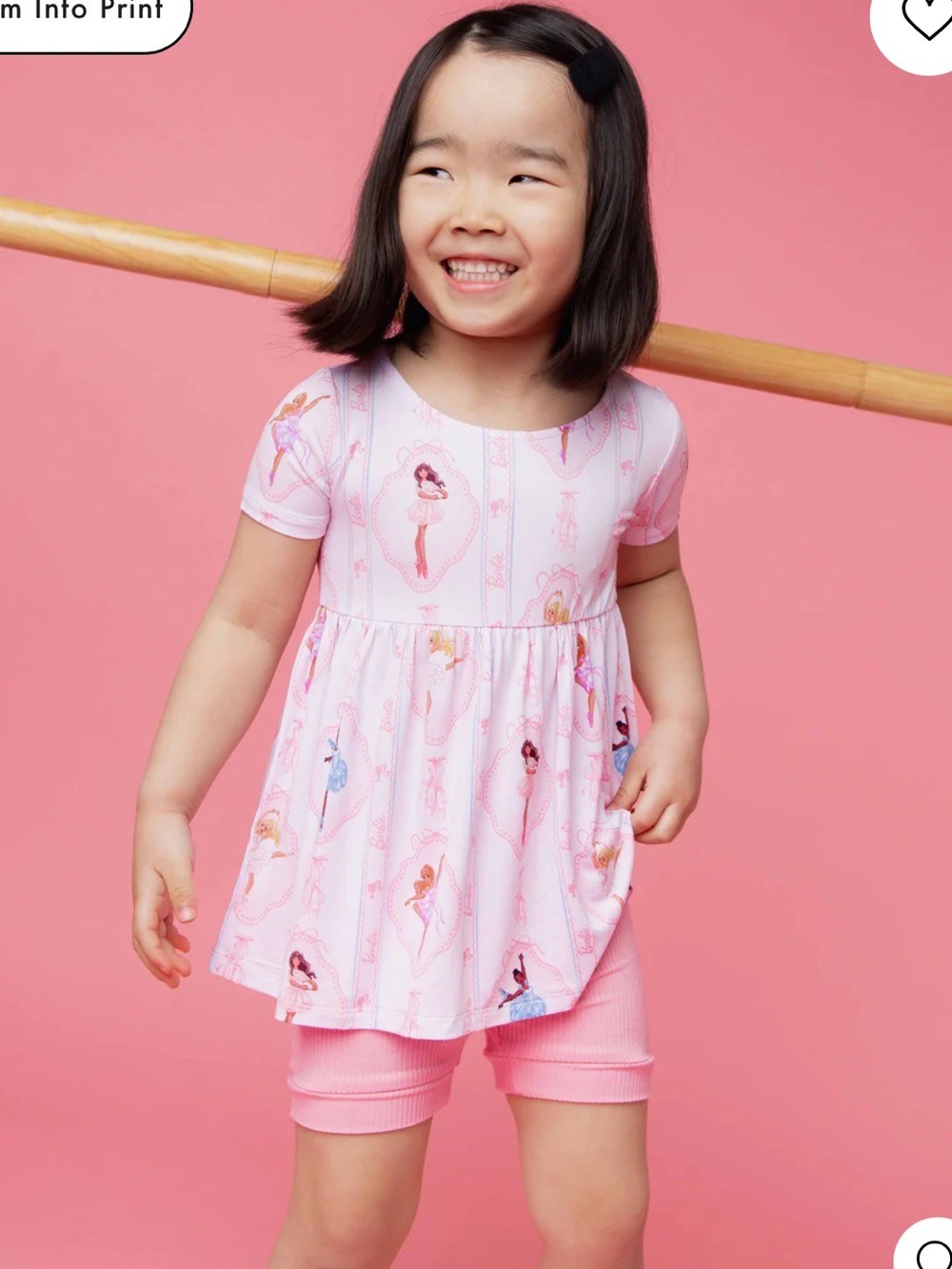 Bums and Roses Barbie Ballet short sleeve empire waist top and shorts set